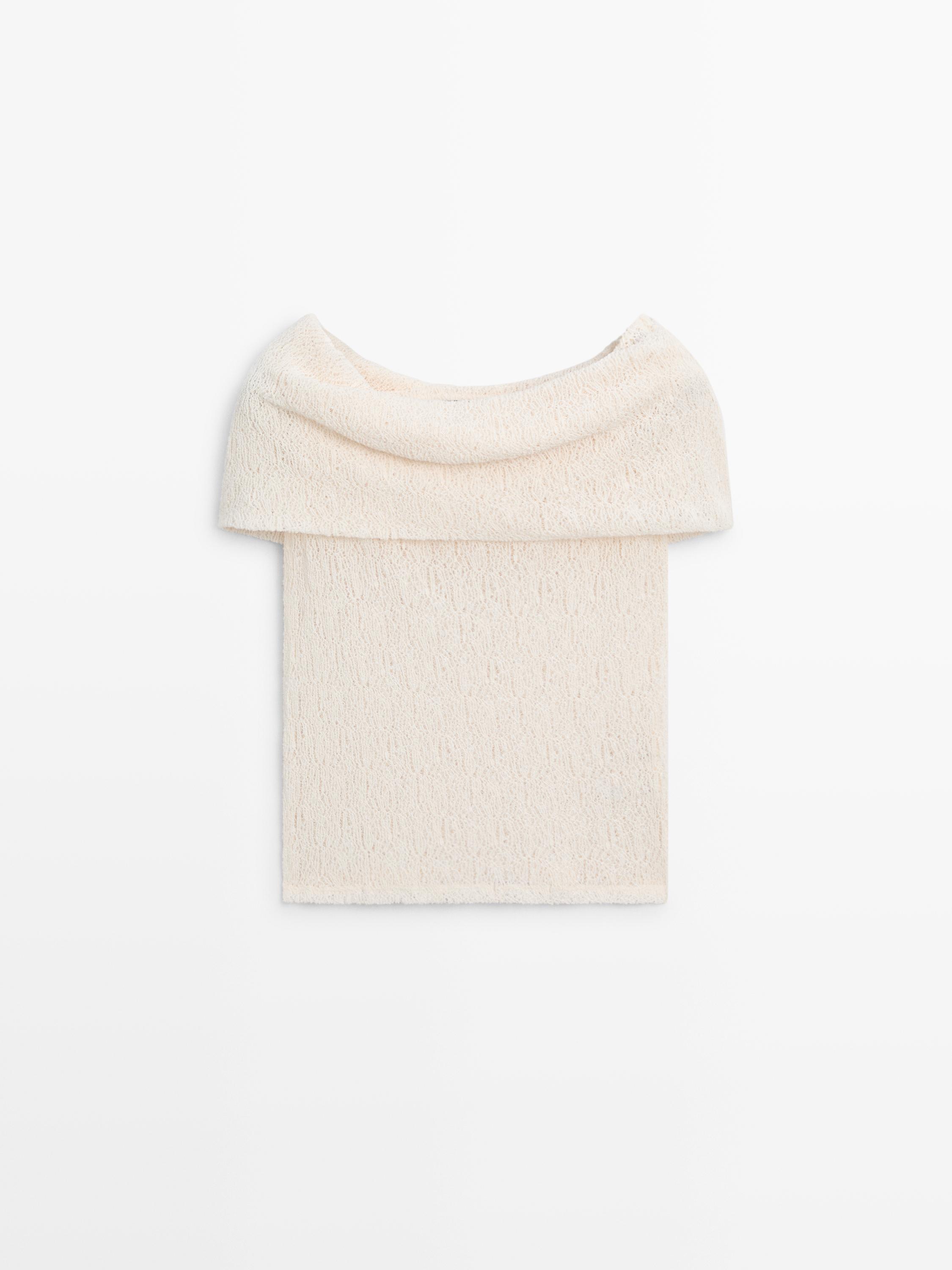 Top texturé à épaules nues